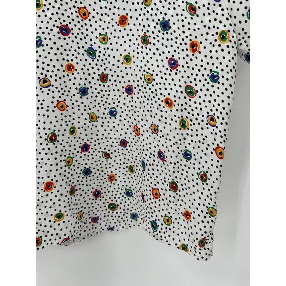 Marlis Vintage Blouse Womens 12 Large White Polka Dot Sheer Satin 80s Retro - Picture 4 of 16